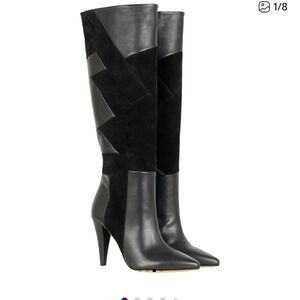 IRO Paris Darson Leather And Suede Knee Boots - Size 7.5 (EU 38)